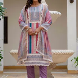 DWIZA ENTERPRISE Women Printed Regular Kurta with Trousers & With Dupatta-picture-9