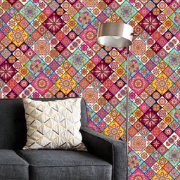 ArtzFolio Printed UV-Resistant Anti-Bacterial Moroccan Bohemian Mandala Peel & Stick Wallpaper-20