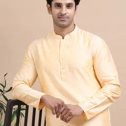 TATTVA Men Embroidered Thread Work Summer Sheers Kurta-image-33
