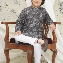 Aj DEZInES Boys Regular Sequinned Kurta with Pyjamas image 2