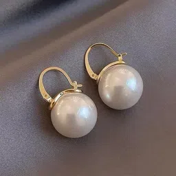 DIVASTRI Gold Plated Pearls Beaded Spherical Shaped Korean Hoop Earrings-image-96