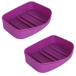 Kuber Industries Purple 2 piece Solid Plastic Soap Dish-4