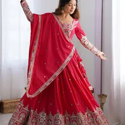 Panzora Embroidered Sequinned Semi-Stitched Lehenga & Unstitched Blouse With Dupatta-18