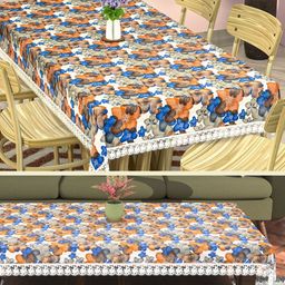 Aura White Set of 2 Floral Plastic 6-Seater Table Cover-2