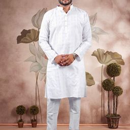 Varbandhan Self-Textured Mandarin Collar Jacquard Straight Kurta-image-38