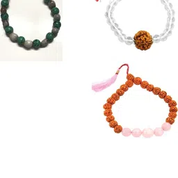 Divine souvenirs Set Of 3 Unisex Artificial Beaded Elasticated Bracelet-7