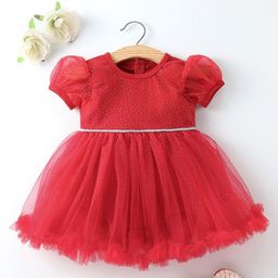Mark & Mia Infant Girls Puffed Sleeves Frock Style Bodysuit-image-31