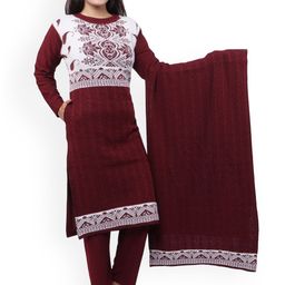 WOOL 4U Ethnic Motifs Printed Round Neck Straight Kurta With Trousers & Dupatta-picture-12