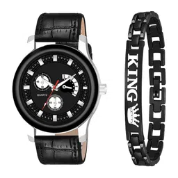 CSAMON Men Leather Bracelet Style Straps Analogue Watch B9050 BLKAeviyo Slilm L K-22