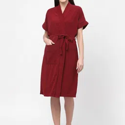 POORAK Women Shawl Collar Bath Robe With A Fabric Belt-picture-25