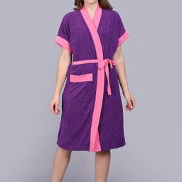 POORAK Women Shawl Collar Bath Terry Robe-31