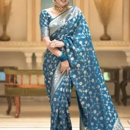 ZILVIRA Ethnic Motifs Zari Banarasi Saree-picture-34