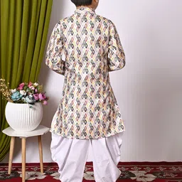 NFC CREATION Boys Embroidered Regular Sequinned Dupion Silk Kurta with Patiala image 3