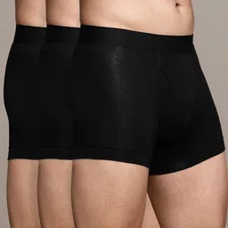 Heelium Pack Of 3 Moisture Wicking Mid-Rise Bamboo Trunks DUP-P3-KEYHOLETRK-BLK-S-5