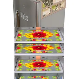 LooMantha 5-Pcs Yellow & Red Printed Durable Fridge Cover-24