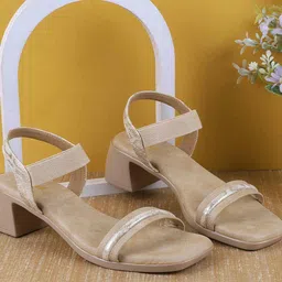 Mochi Embellished Block Sandals with Buckles image 1