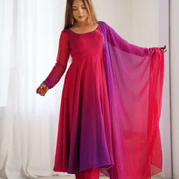 ODETTE Ombre Printed Semi Stitched Kurta & Trouser With Dupatta Dress Material-image-32