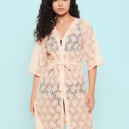 Clovia Long Sleeves Lace Sheer Robe-image-38