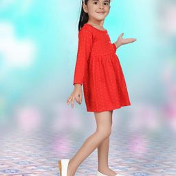 KIDEEZGUILD Pack Of 2 Girls Polka Dot Printed Fit & Flare Dress-image-85