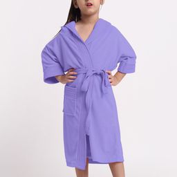 Creeva Kids Long Sleeved Hooded Belted Bath Robe-30