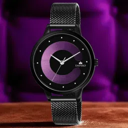 EMPERO Women Brass Printed Dial & Stainless Steel Straps Analogue Watch EAB69 Purple Dial Black Chain-picture-20