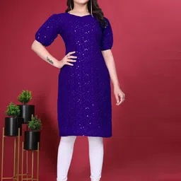 PARROT CREATION Sequins Embroidered Kurta-image-67