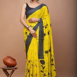Lovwear Women Yellow Sarees-picture-0