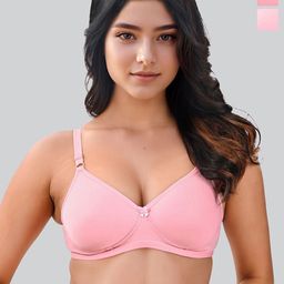 LUX VENUS Pack Of 2 Full Coverage Lightly Padded Seamless Cotton Bra-picture-57