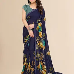 Moda Rapido Floral Beads and Stones Poly Georgette Saree-picture-45