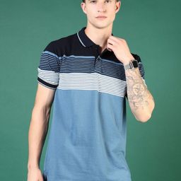 V-Mart Men Striped Polo Collar Cotton T-shirt-picture-45