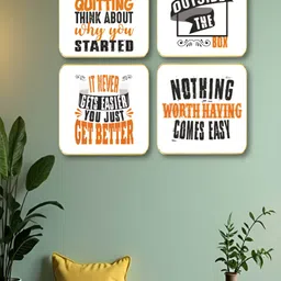 Myntra Elegant Homes White & Brown 4 Piece Motivational Quotes Wooden Wall Art-image-95