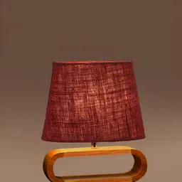 Devansh Maroon Wood Traditional Frusturical Shaped Table Lamp image 3