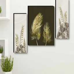 Myntra Elegant Homes White & Gold-Toned 3 Pieces Floral & Botanical Wall Art-image-73