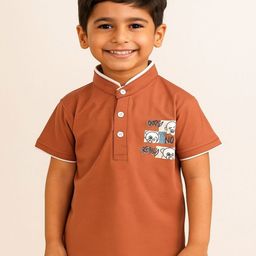 YK Boys Printed Mandarin Collar T-shirt-image-66