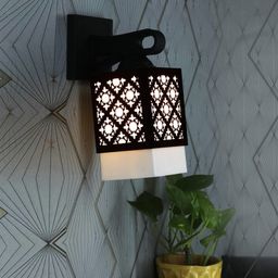 Gojeeva Black & White Textured Wooden Square Shaped Wall Lamp-picture-45