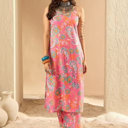 Indo Era Printed Sleeveless Pure Cotton Tunic With Trouser-picture-50
