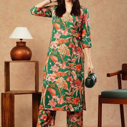 GoSriKi Women Floral Printed Regular Kurta with Palazzos-13