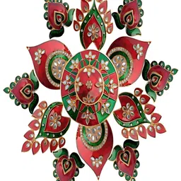 Kala Samarpan Red & Green Meenakari Rangoli Centerpiece-image-38