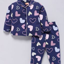 SNUGGLY MONKEY Girls Printed Lapel Collar Night suit-image-62
