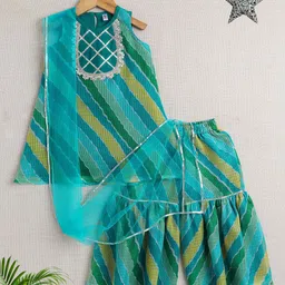 The Magic Wand Girls Floral Embroidered Regular Kurta with Pyjamas & With Dupatta-image-47