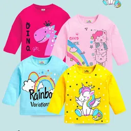 KUCHIPOO Girls 4 Printed Applique T-shirt-image-24