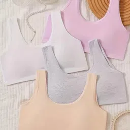 Girls Beginners Non Padded Teenager Full Coverage Cotton Bra-19