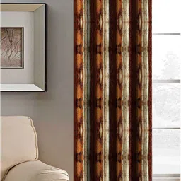 Aura Beige & Mustard Abstract Printed Long Door Curtain-image-40