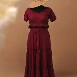 Veeralda Round Neck Top With Skirt Co-Ords-picture-50