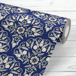 ArtzFolio Navy Blue & Off White Printed UV Resistant Wallpaper-8