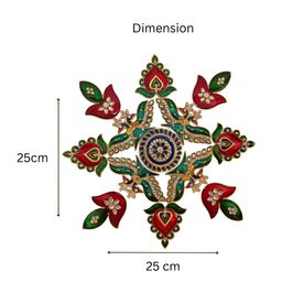 Kala Samarpan Green & Red Meenakari Foldable Rangoli With Centerpiece image 2