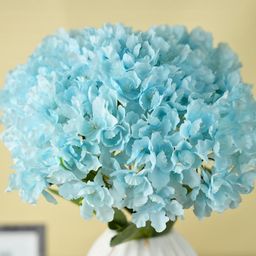 Interiors & More Blue Plastic Blossom Petals Hydrangea Bunch Artificial Flower-image-71