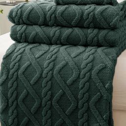 San Marino Coral Green Geometric Fleece Mild Winter 400 GSM Single Bed Blanket-image-62