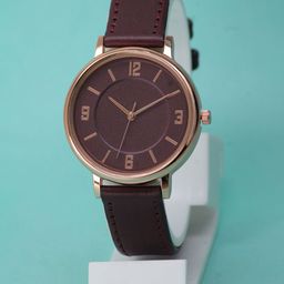 VIRAKTI Women Leather Analogue Watch G-03-MAROON-A-10