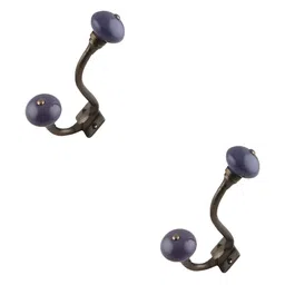 IndianShelf 2 Pcs Ceramic Solid Cloth Hanger for Wall Coat Hooks-14